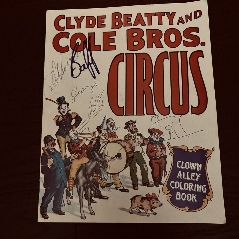 1991 Clyde Beatty Cole Bros. Circus Clown Alley Coloring Book Signed Performers